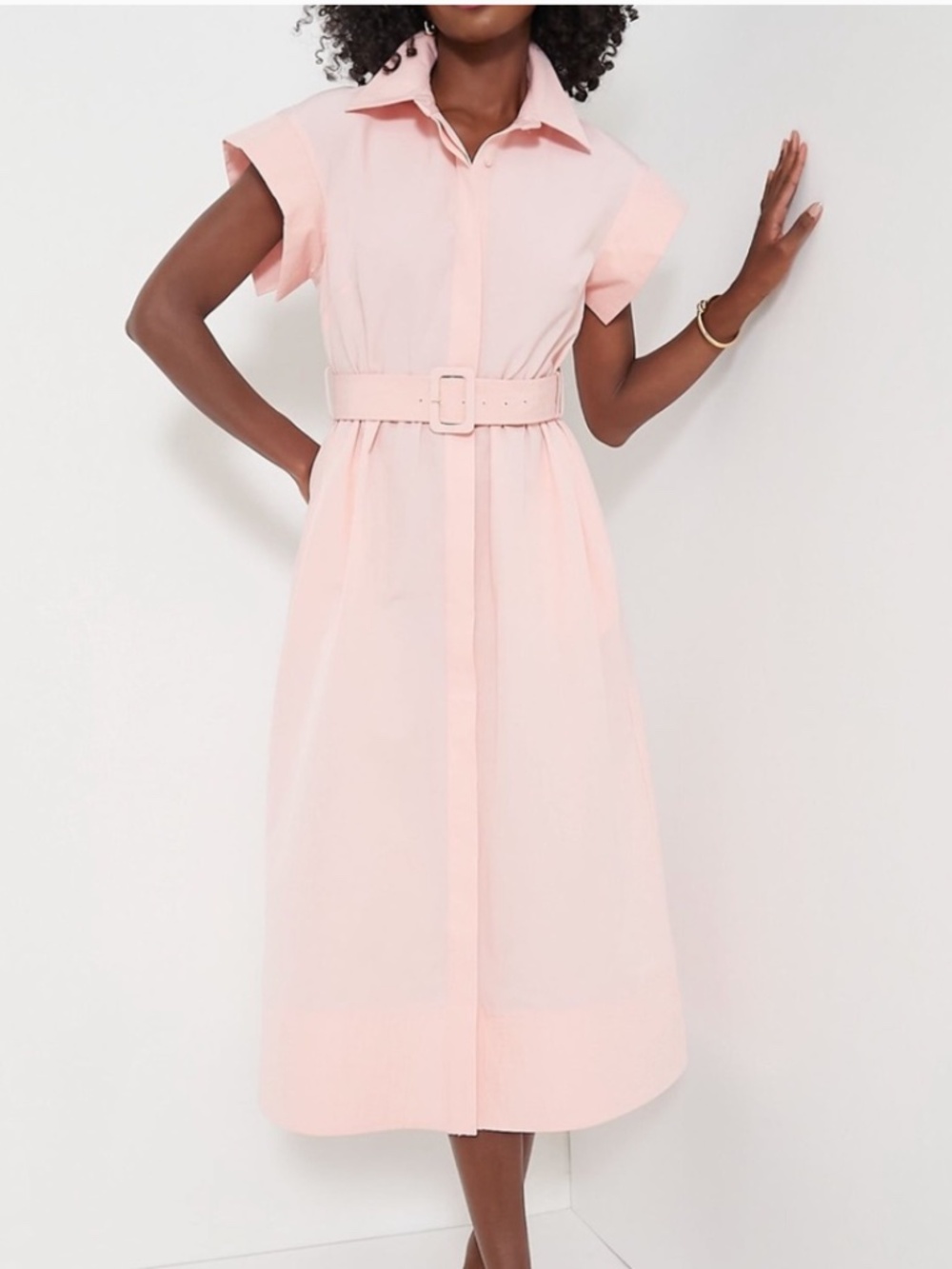Tuckernuck Chloe Dress Pink Midi Shirtdress Romantic Classic